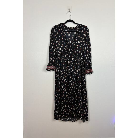 Zadig & Voltaire Reacty Floral Print Long Sleeve Ruffle Embroidered Dress XS - Picture 3 of 9